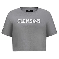 Women's Pro Standard Heather Charcoal Clemson Tigers Tonal Neutral Boxy Cropped T-Shirt