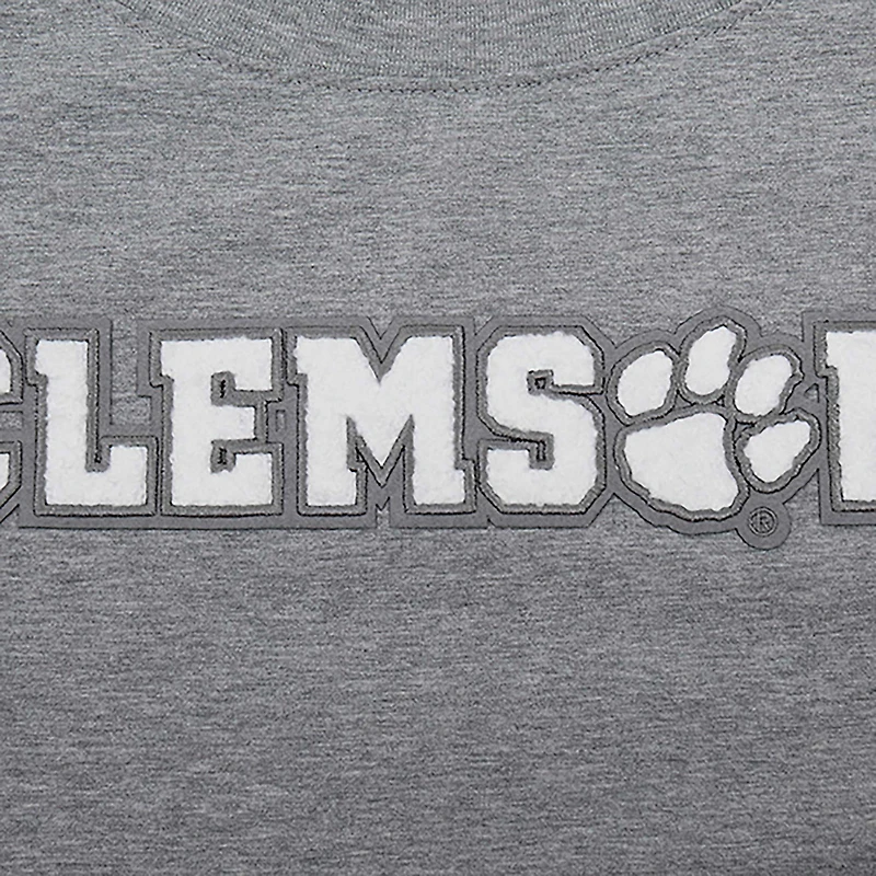 Women's Pro Standard Heather Charcoal Clemson Tigers Tonal Neutral Boxy Cropped T-Shirt