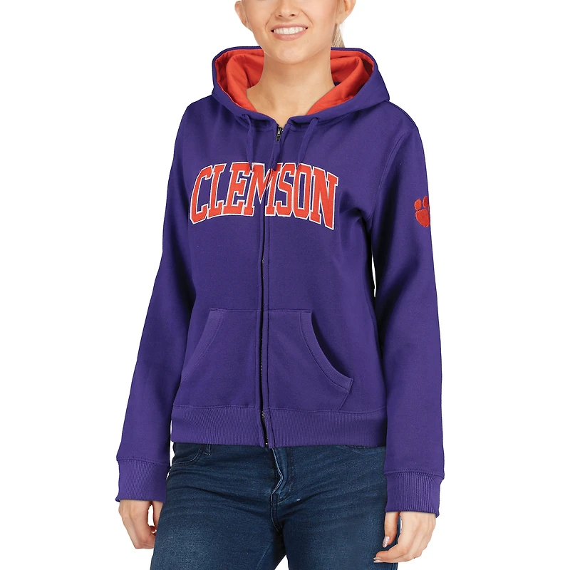 Women's Stadium Athletic Clemson Tigers Arched Name Full-Zip Hoodie