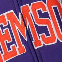 Women's Purple Clemson Tigers Arched Name Full-Zip Hoodie