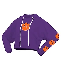 Sweat à capuche court surdimensionné violet Clemson Tigers Spirit Jersey pour femme