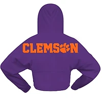 Sweat à capuche court surdimensionné violet Clemson Tigers Spirit Jersey pour femme