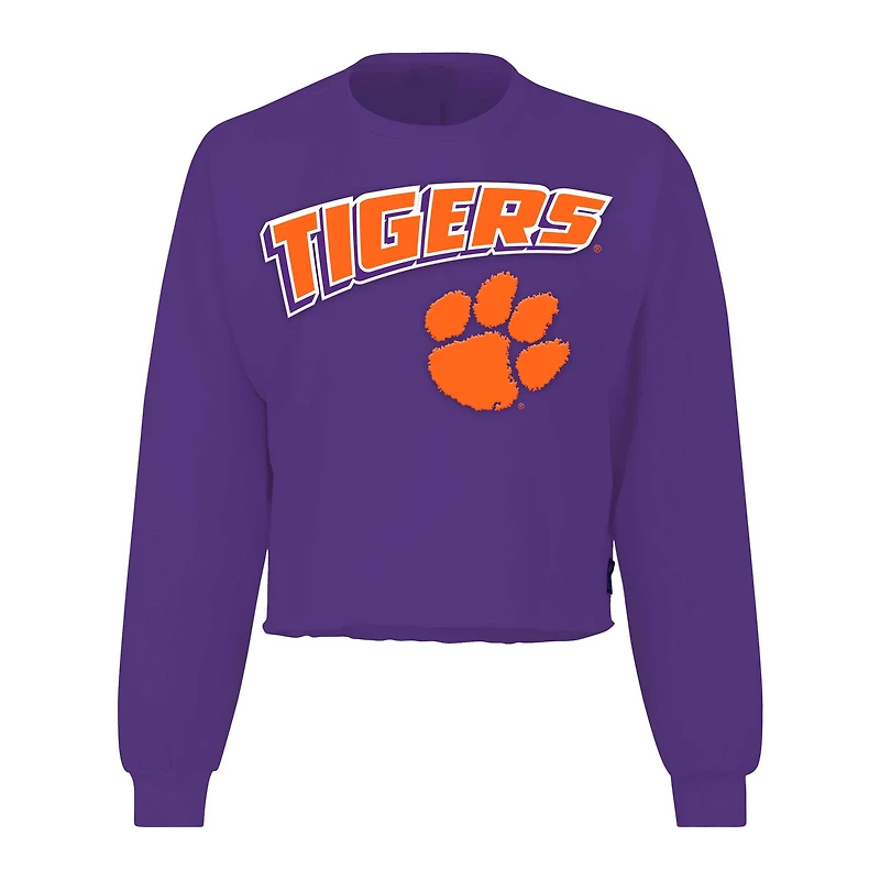 T-shirt court ample à manches longues violet Clemson Tigers pour femmes Spirit Jersey