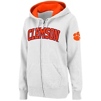 Sweat à capuche entièrement zippé Stadium Athletic Clemson Tigers pour femme avec nom arqué blanc