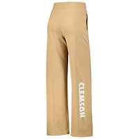 Ensemble sweat-shirt court et pantalon de survêtement raglan beige Clemson Tigers pour femmes