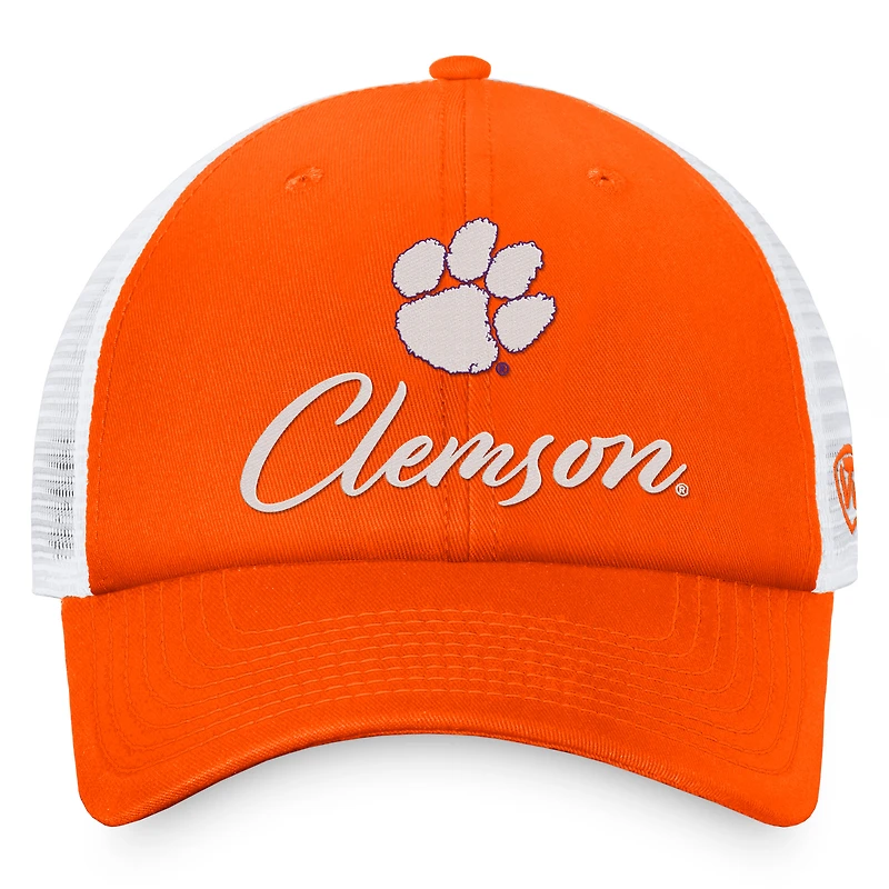 Women's Top of the World Orange/White Clemson Tigers Charm Trucker Adjustable Hat