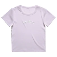 Women's Uscape Apparel  Purple Clemson Tigers Upside Down Embroidery Ribbed Cropped T-Shirt