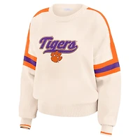 Pull à rayures en chenille tissée crème WEAR by Erin Andrews pour femme