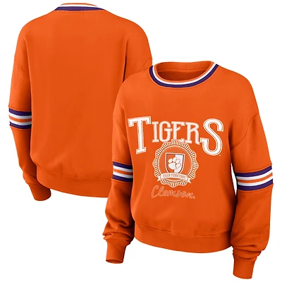 Sweat-shirt WEAR by Erin Andrews Orange Clemson Tigers Vintage pour femmes