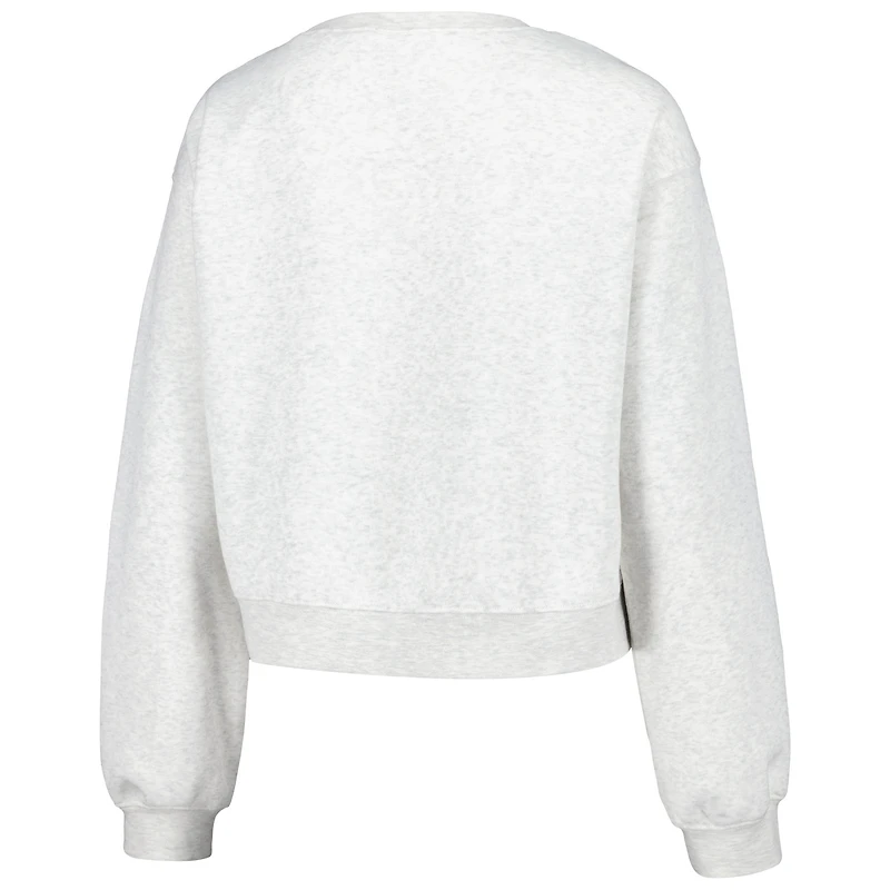 Women's ZooZatz Oatmeal Clemson Tigers Core Chenille Cropped Pullover Sweatshirt