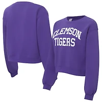 Sweat-shirt court en chenille violet ZooZatz pour femme, motif Clemson Tigers