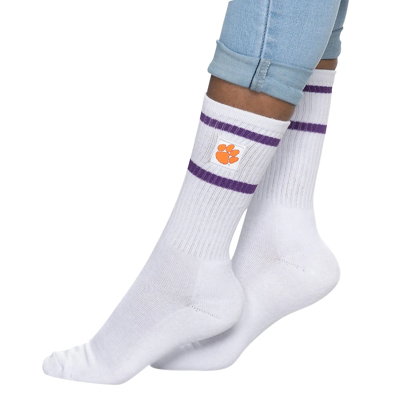 Chaussettes à rayures blanches Clemson Tigers pour femmes ZooZatz