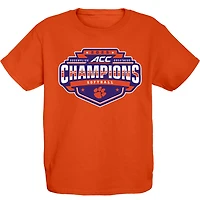 T-shirt de vestiaire pour jeunes, bleu 84 orange, champions du tournoi softball la conférence ACC 2025 des Tigers Clemson