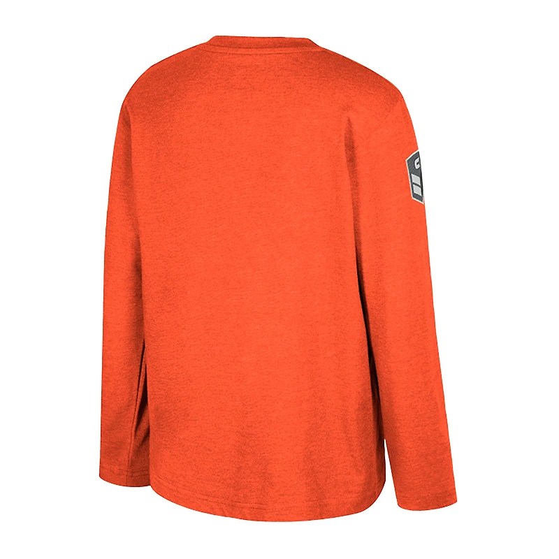 T-shirt à manches longues Oorah d'appréciation militaire OHT du Youth Colosseum Heather Orange Clemson Tigers