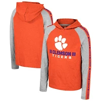 T-shirt à capuche manches longues Colosseum Orange Clemson Tigers Ned Raglan pour jeunes