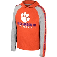 T-shirt à capuche manches longues Colosseum Orange Clemson Tigers Ned Raglan pour jeunes