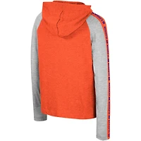 T-shirt à capuche manches longues Colosseum Orange Clemson Tigers Ned Raglan pour jeunes