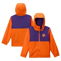Youth Columbia Orange Clemson Tigers Rainy Fields Lined Omni-Tech Full-Zip Hoodie Jacket