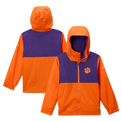 Youth Columbia Orange Clemson Tigers Rainy Fields Lined Omni-Tech Full-Zip Hoodie Jacket