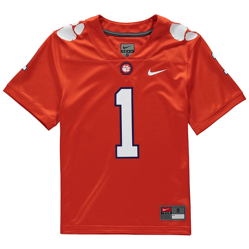 Youth Nike #1 Orange Clemson Tigers Replica Football Jersey