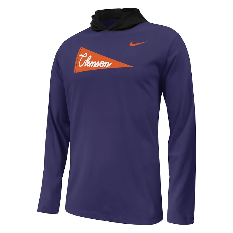 BCS CLEM PRPLE NOIR JEUNESSE SIDELINE23 NIKE COLORBLOCK LS HOODIE TEE TEEYTHL-S