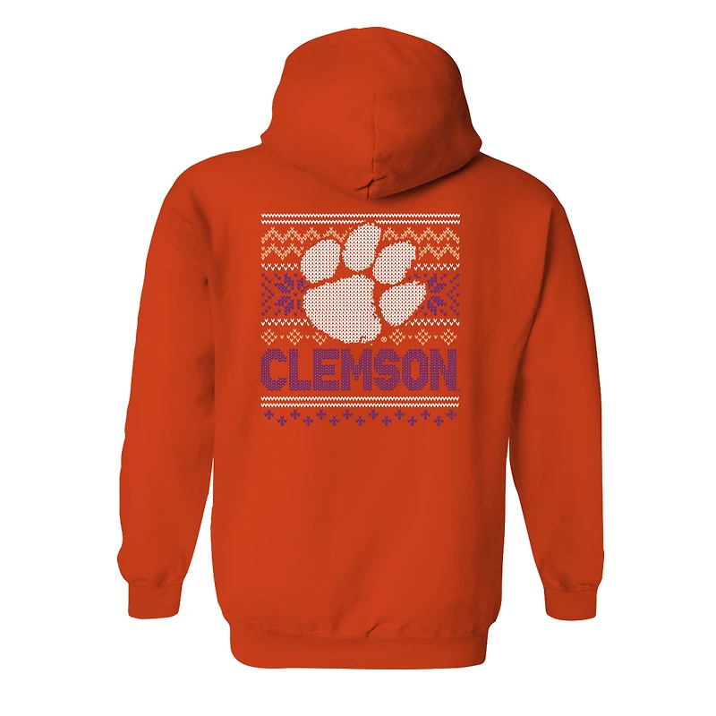 Youth Orange Clemson Tigers Classic Holiday Sweater Hoodie