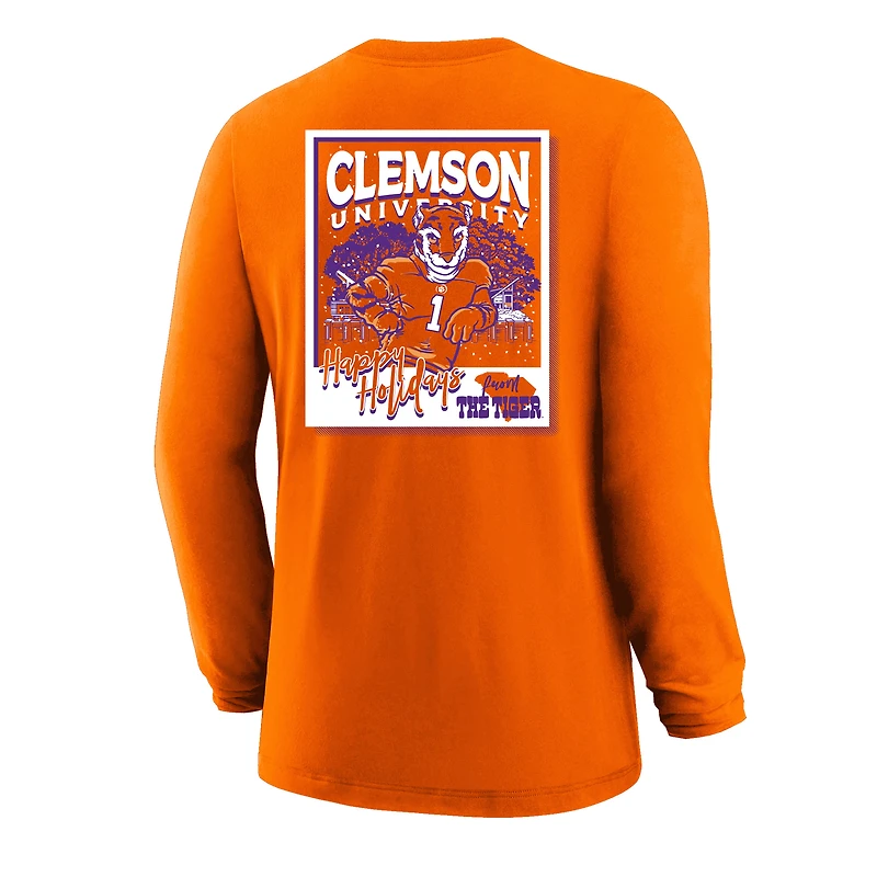 Youth  Orange Clemson Tigers Snowy Polaroid Long Sleeve T-Shirt