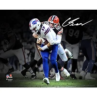 Carson Schwesinger Cleveland Browns Autographed 8" x 10" Sacking Josh Allen Photograph