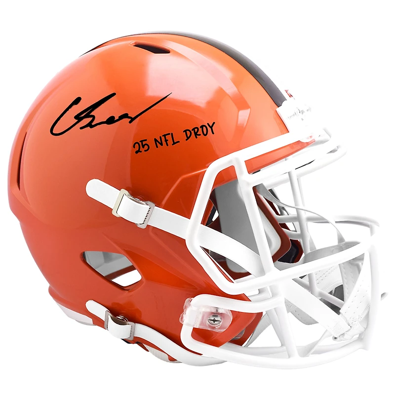Carson Schwesinger Cleveland Browns Autographed Riddell Speed Replica Helmet with "25 NFL DROY" Inscription