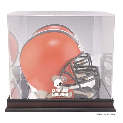 Vitrine de présentation du logo du casque Cleveland Browns en acajou avec dos miroir