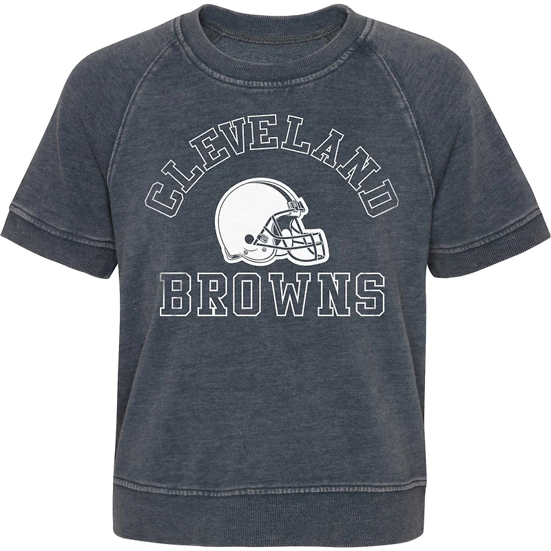 T-shirt à manches raglan Cleveland Browns Cheer Squad Heather Charcoal pour fille junior
