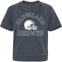 T-shirt à manches raglan Cleveland Browns Cheer Squad Heather Charcoal pour fille junior
