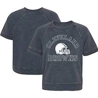 Girls Juniors Heather Charcoal Cleveland Browns Cheer Squad Raglan T-Shirt