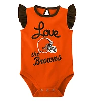 Girls Newborn & Infant Brown/Orange Cleveland Browns Spread the Love 2-Pack Bodysuit Set