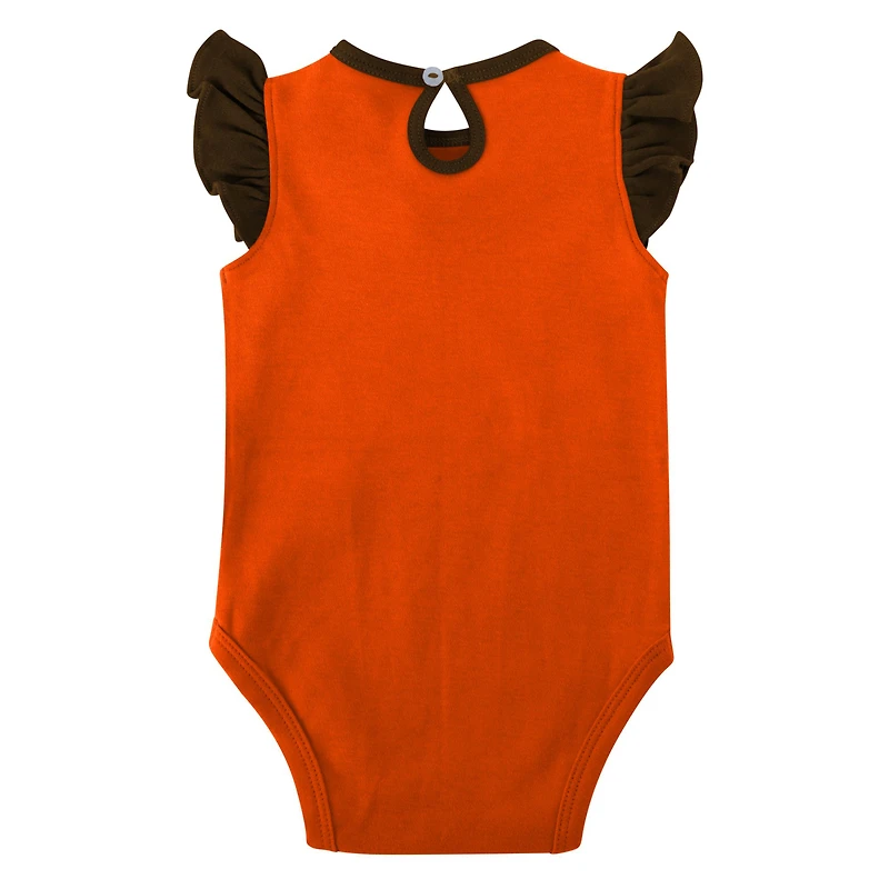 Girls Newborn & Infant Brown/Orange Cleveland Browns Spread the Love 2-Pack Bodysuit Set