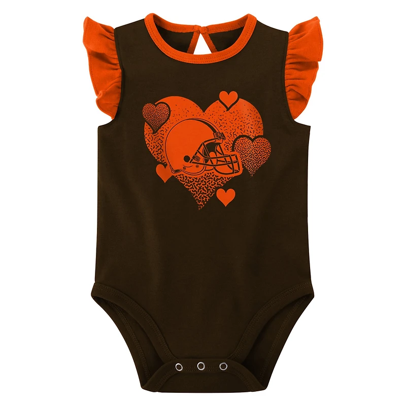 Girls Newborn & Infant Brown/Orange Cleveland Browns Spread the Love 2-Pack Bodysuit Set