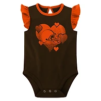 Girls Newborn & Infant Brown/Orange Cleveland Browns Spread the Love 2-Pack Bodysuit Set