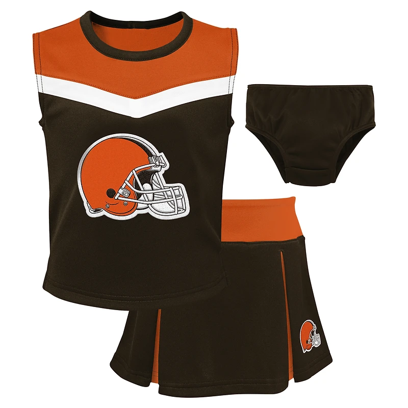 Ensemble deux pièces de pom-pom girl Spirit des Cleveland Browns pour filles d'âge préscolaire marron avec bloomers
