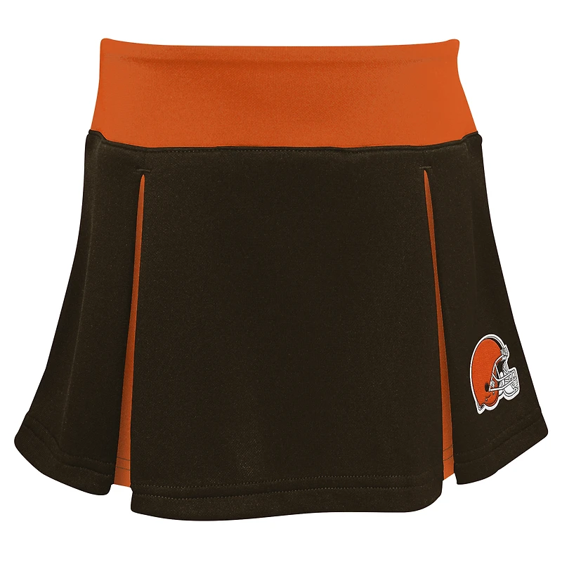 Ensemble deux pièces de pom-pom girl Spirit des Cleveland Browns pour filles d'âge préscolaire marron avec bloomers