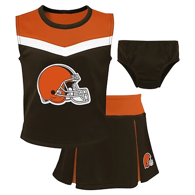 Ensemble deux pièces de pom-pom girl Spirit des Cleveland Browns pour filles d'âge préscolaire marron avec bloomers