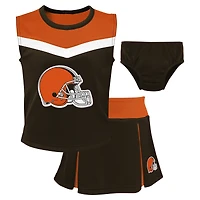 Ensemble deux pièces de pom-pom girl Spirit des Cleveland Browns pour filles d'âge préscolaire marron avec bloomers