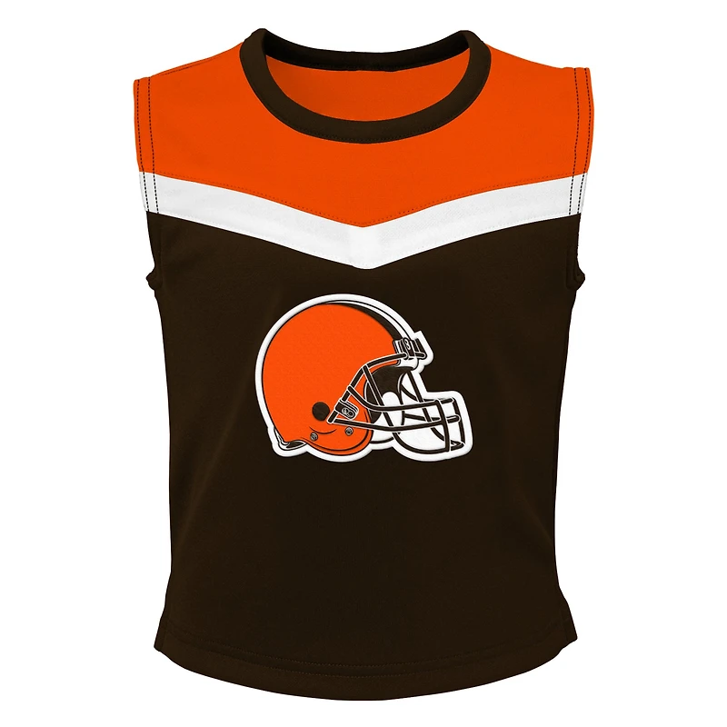 Ensemble deux pièces de pom-pom girl Spirit des Cleveland Browns pour filles d'âge préscolaire marron avec bloomers