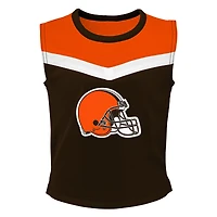 Ensemble deux pièces de pom-pom girl Spirit des Cleveland Browns pour filles d'âge préscolaire marron avec bloomers