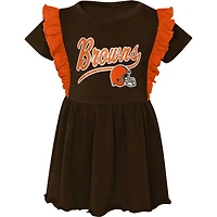Robe tri-mélange trop mignonne Cleveland Browns pour fille préscolaire marron