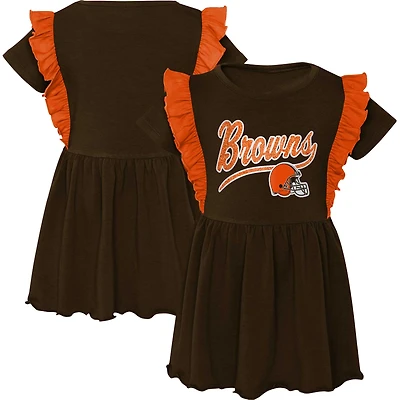 Robe tri-mélange trop mignonne Cleveland Browns pour fille préscolaire marron