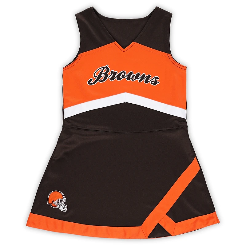 Girls Preschool Brown Cleveland Browns Deux pièces Cheer Captain Jumper Dress avec Bloomer Set