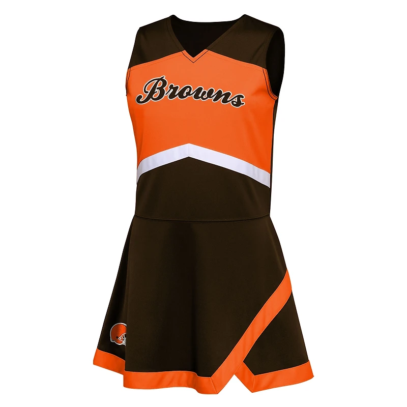 Girls Preschool Brown Cleveland Browns Deux pièces Cheer Captain Jumper Dress avec Bloomer Set