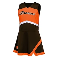 Girls Preschool Brown Cleveland Browns Deux pièces Cheer Captain Jumper Dress avec Bloomer Set