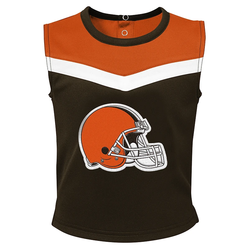 Girls Toddler Brown Cleveland Browns Spirit Cheer Two-Piece Cheerleader Set with Bloomers