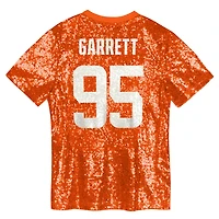Girls Youth Myles Garrett Orange Cleveland Browns Sequin V-Neck Fashion Jersey